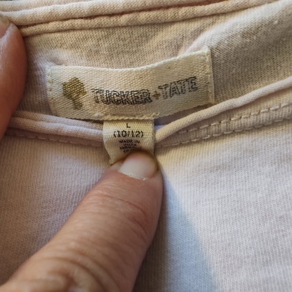 Cute Tucker + Tate Pink Tee, Ocean Sunset & Stitched Palm Trees Girls Sz. L - Picture 3 of 4